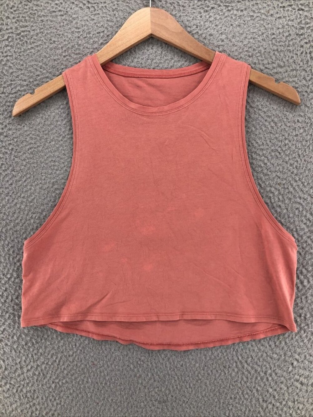 Lululemon Cut Back Crop Tank Womens 6 Salmon Pink Top Pima Cotton Relaxed Fit